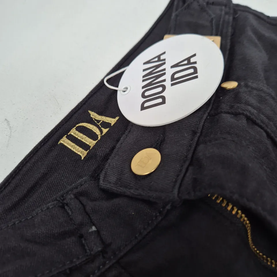DONNA IDA MINNIE THE HIGH TOP FULL LENGTH WIDE LEG FLARED JEANS – BLACK, SIZE 27