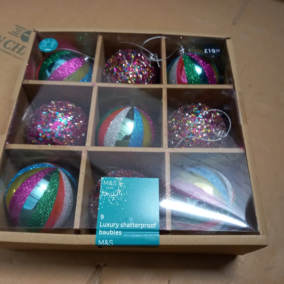 SET OF 9 LUXURY SHATTERPROOF BAUBLES