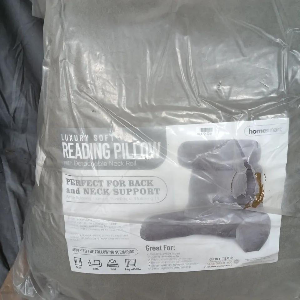 HOMESMART LUXURY READING PILLOW WITH NECK ROLL – GREY