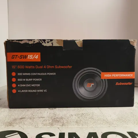 GT-SW15/4 15" DUAL 4 OHM SUBWOOFER – BOXED