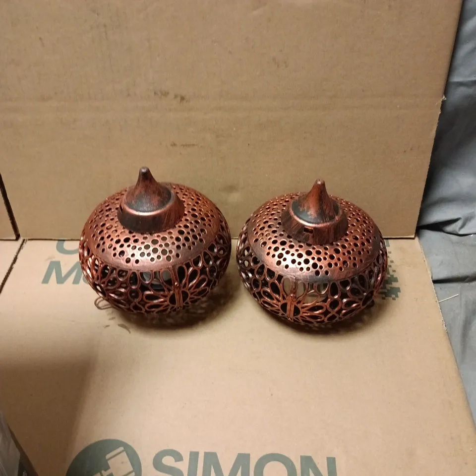 SMART SOLAR OSMAN FLAMING LANTERN 2-PACK (COPPER PERFORATED GARDEN LANTERNS)