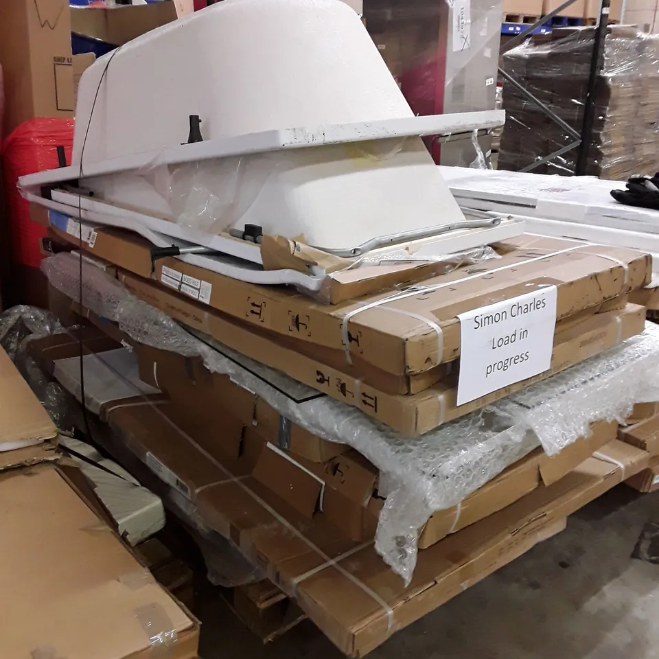 PALLET OF ASSORTED SHOWER PANELS, BASIN & BATH TUBS