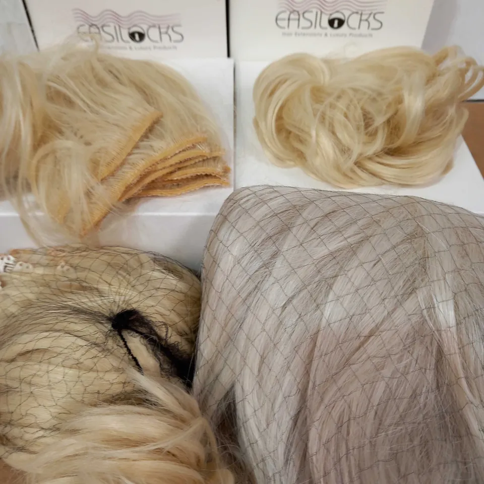 EASILOCKS HAIR BUNDLE OF 4 BOXES: ICE BLONDE - 2 X EXTRA VOLUME, 1 X AMY WIG & 1 X SCRUNCHIE