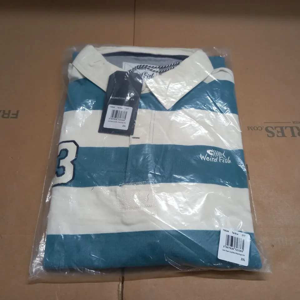 BAGGED WEIRDFISH LAXTON LONG SLEEVE STRIPED RUGBY SHIRT - 2XL