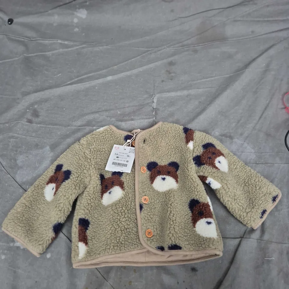 ZARA Kids Teddy Bear Print Fleece Jacket, 3-6 Months 