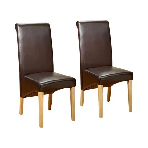 BOXED SET OF 2 BARTLOMIEJ DINING CHAIRS - BROWN (1 BOX)