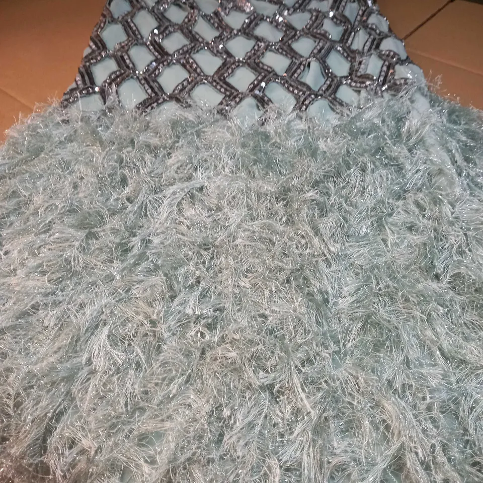 ASOS SAGE GREEN/SILVER SEQUIN DETAILED MIDI DRESS - SIZE 8