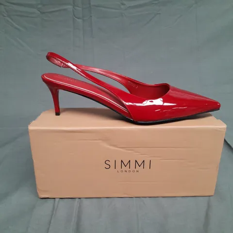 BOXED PAIR OF SIMMI LONDON RUBY RED HEELS SIZE UK 7
