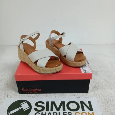 RUTH LANGSFORD LEATHER PLATFORM WEDGES SIZE 5