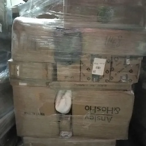 PALLET OF HOUSEHOLD ITEMS TO INCLUDE AIR FRYER,  CORDLESS WATER FLOSSER,  HOTEL PILLOW AND OTHER ASSORTED ITEMS...