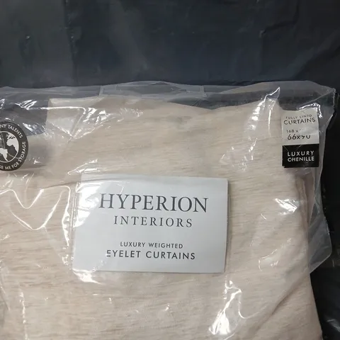 HYPERION INTERIORS LUXURY WEIGHTED CHENILLE CURTAINS - CREAM - 66" X 90"