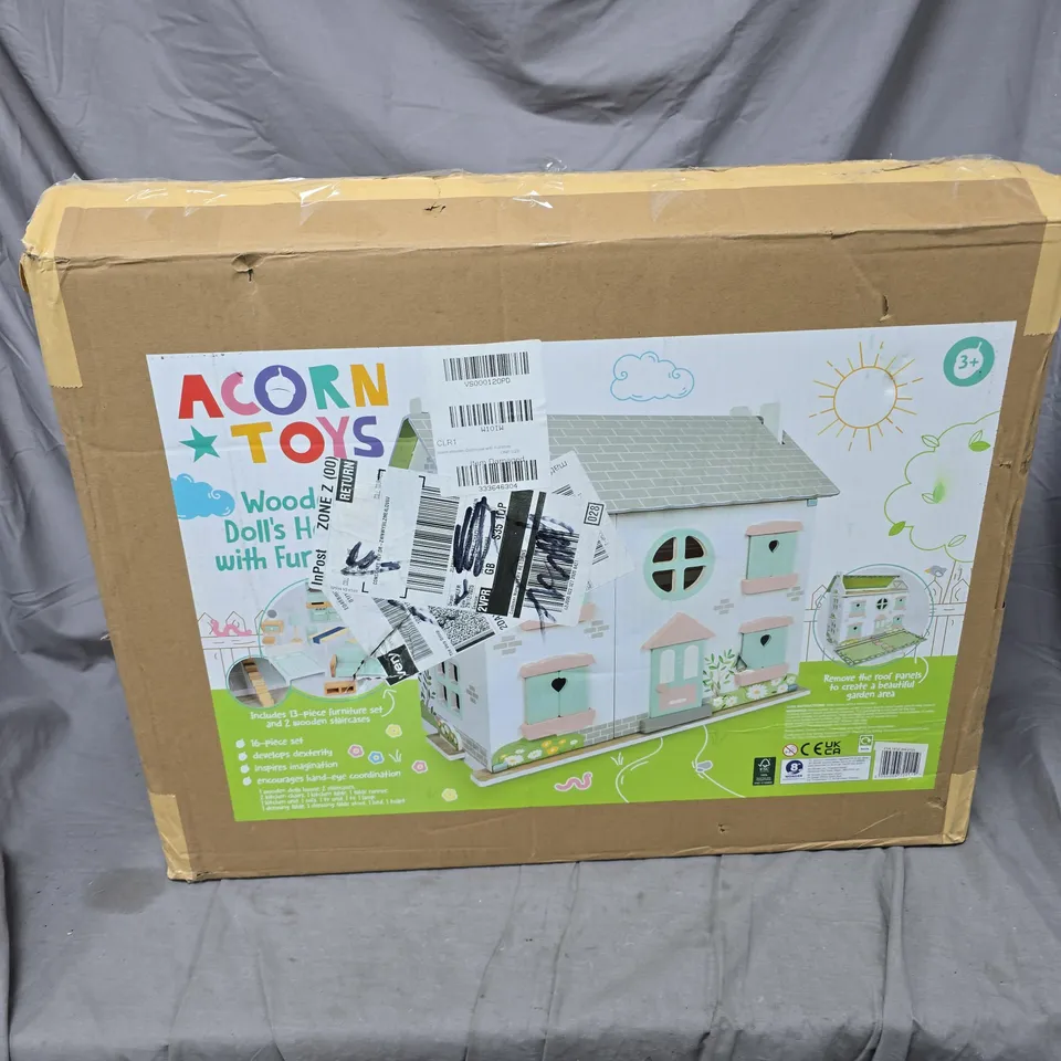 ACORN TOYS WOODEN DOLL'S HOUSE WITH FURNITURE – BOXED 