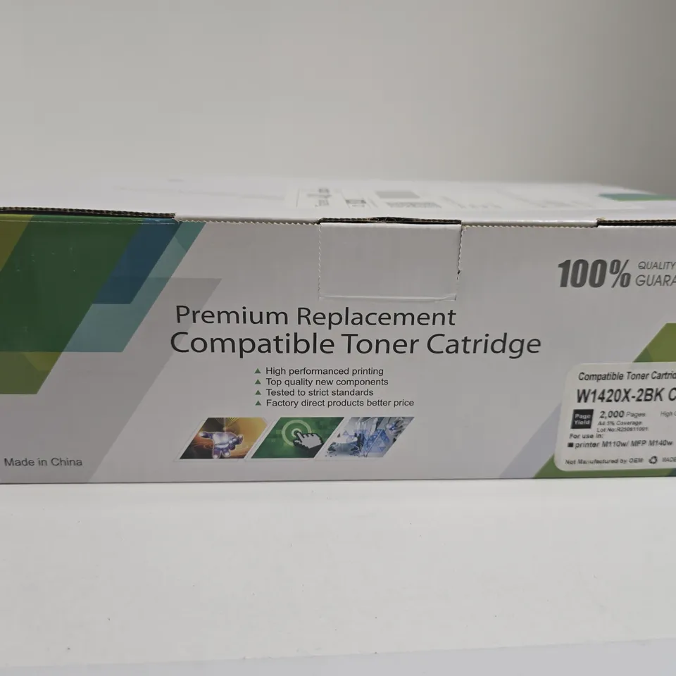 BOX OF APPROXIMATELY 10 ASSORTED PRINTER CARTRIDGES INCLUDING PREMIUM REPLACEMENT COMPATIBLE TONER CARTRIDGE, KYDO TONER CARTRIDGE AND COLORFLY BLACK TONER CARTRIDGE