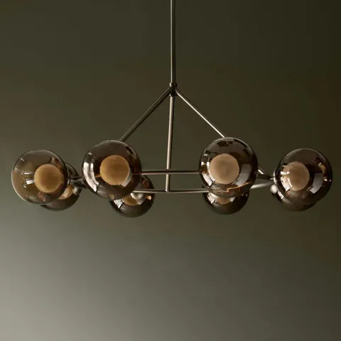 BOXED DANETTI RILEY MOCHA GLASS 8 LIGHT ADJUSTABLE PENDANT