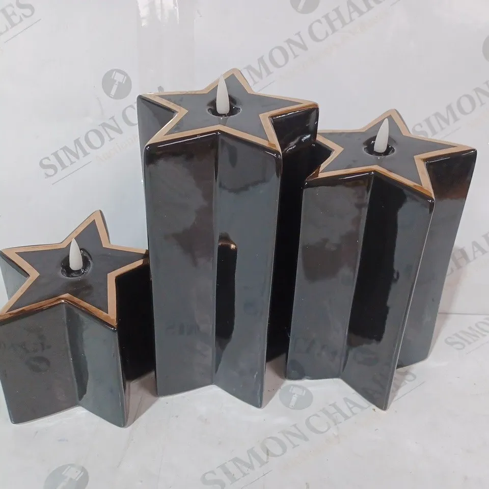 HOME REFLECTIONS CERAMIC STAR PRE-LIT CANDLES