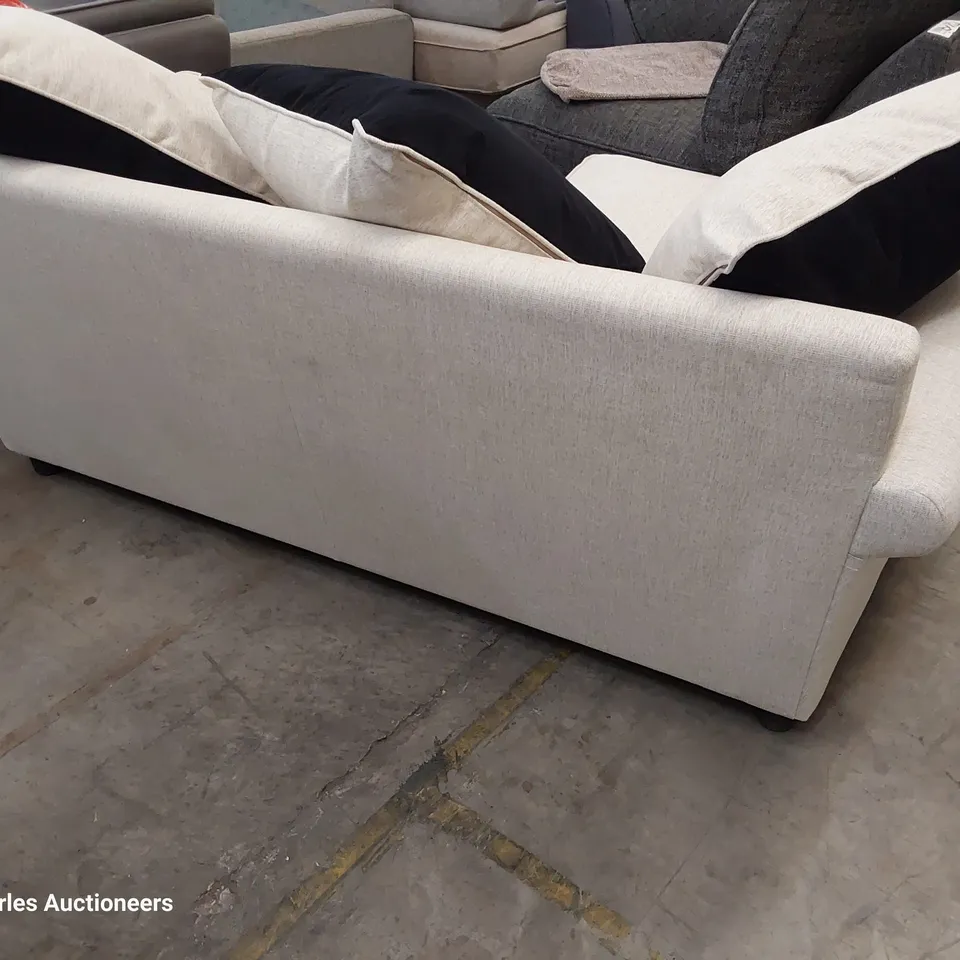 QUALITY BRITISH DESIGNER LOUNGE Co. TWO SEATER SOFA WITH REVERSIBLE SCATTER CUSHIONS NATURAL FABRIC 
