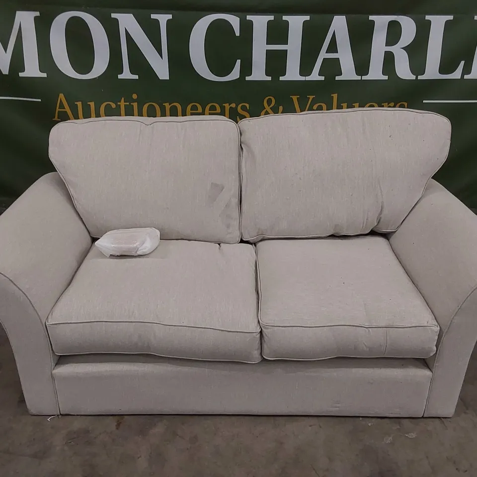 QUALITY DESIGNER BEIGE FABRIC UPHOLSTERED SOFA