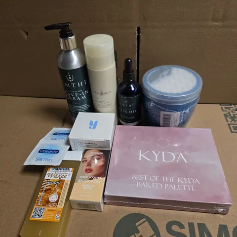 APPROXIMATELY 15 ASSORTED HEALTH & BEAUTY PRODUCTS TO INCLUDE BAKED PALETTE, WAXEE AND NEAL WOLF