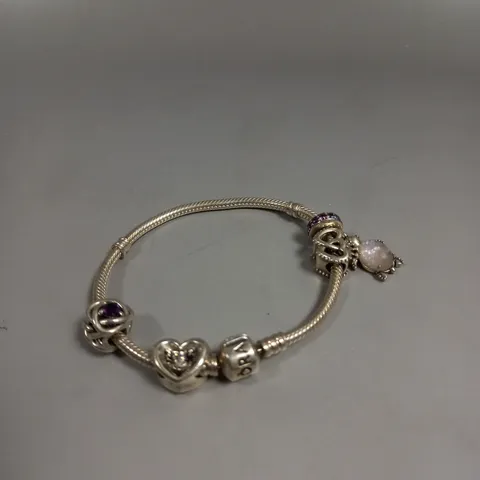 PANDORA CHARM BRACELET WITH ASSORTED CHARMS