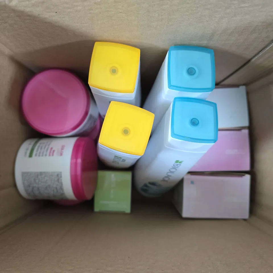 APPROXIMATELY 12 ASSORTED MATRIX BIOLAGE TO INCLUDE COLORLAST CERA-REPAIR, VOLUME BLOOM SHAMPOO, CARNONIZNG POWDER, ETC