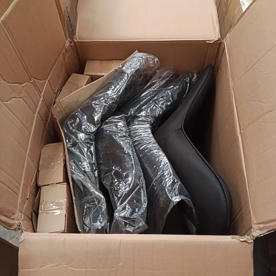 BOXED FABRIC DINING CHAIRS (SET OF 4) - BLACK