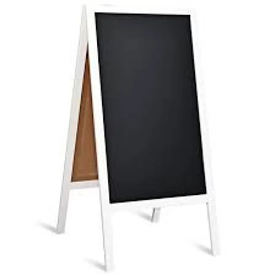 BOXED COSTWAY DOUBLE SIDED MAGNETIC BLACKBOARD EASEL WITH ERASER AND COLORED CHALKS - WHITE