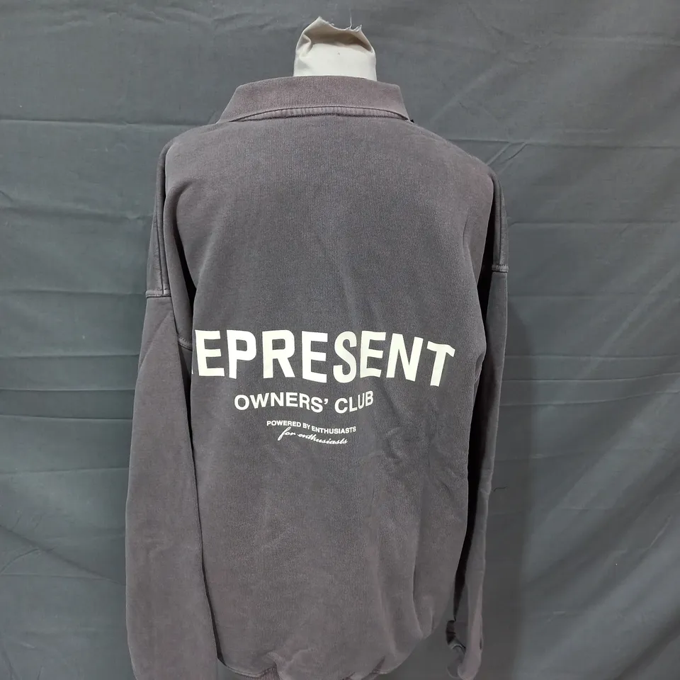 REPRESNT OWNERS CLUB LS POLO SWEAT FOG - LARGE