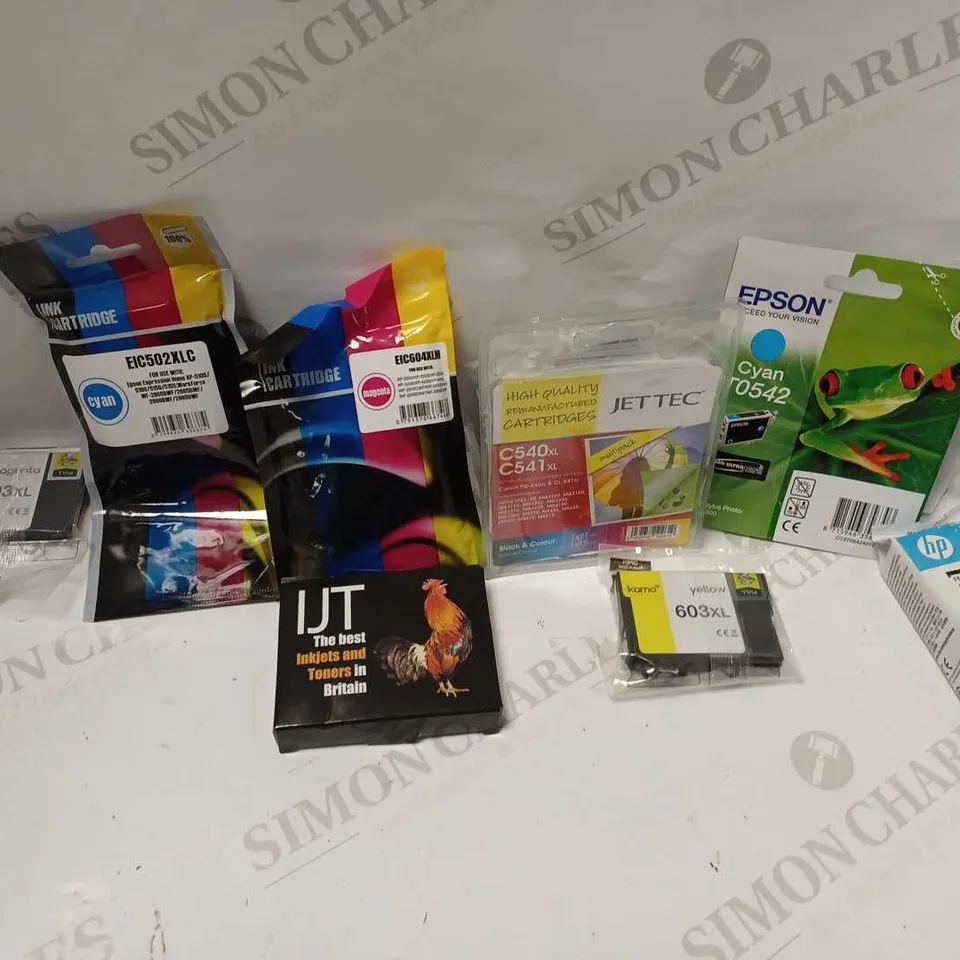 LOT OF APPROXIMATELY 20 ASSORTED PRINTER INKS & CARTGRIDGES TO INCLUDE EPSON, JETTEC, HP, ETC