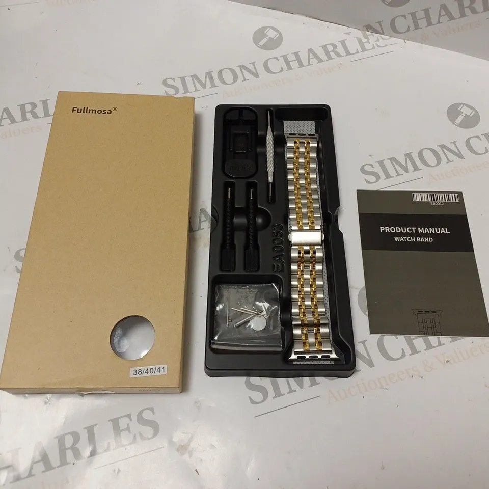 BOXED FULLMOSA METAL WATCH STRAP, WITH TOOLS AND INSTRUCTIONS