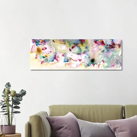 BOXED MAGENTA FIELD BY HODAYA LOUIS - PANORAMIC PAINTING ON CANVAS 