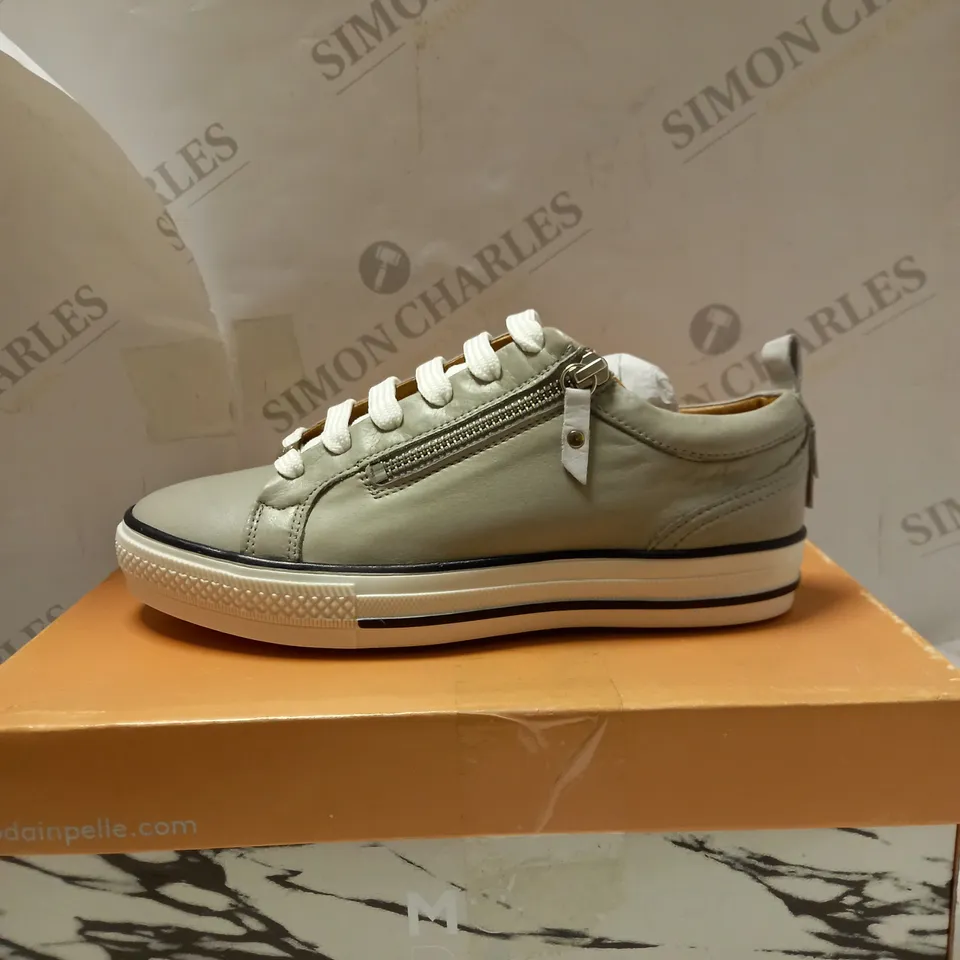 MODA IN PELLE LIGHT GRAY LEATHER FIZZALI TRAINERS - SIZE 5