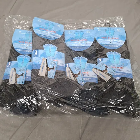 LOT OF 4 3-PACKS OF NON ELASTIC COTTON SOCKS - UK 6-11