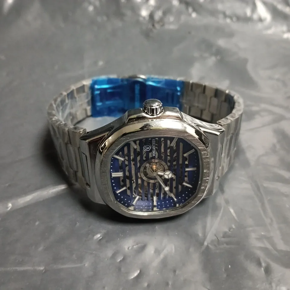 MENS VONLANTHEN AUTOMATIC WATCH – BLUE SKELETON DIAL – STAINLESS STEEL STRAP