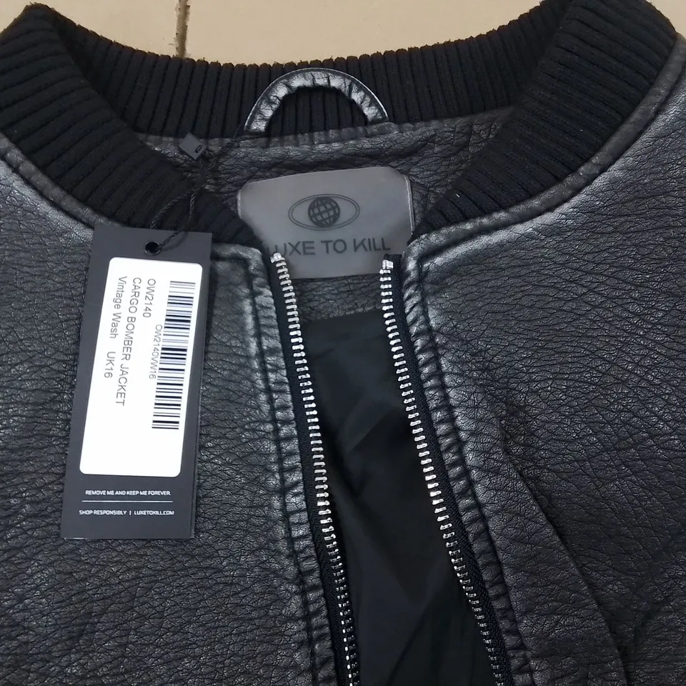 LUXE TO KILL CARGO BOMBER JACKET IN VINTAGE WASH - UK 16
