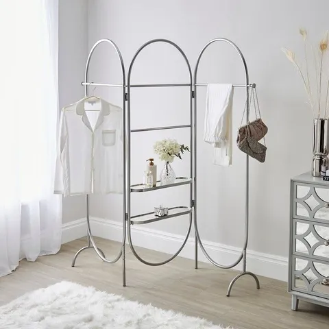 BOXED SMART INDUSTRIAL CONCERTINA CLOTHES RAIL - SILVER (1 BOX)