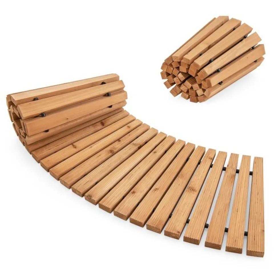 BOXED COSTWAY ROLL-OUT WOODEN GARDEN PATH WITH METAL WIRE & NON-SLIP SURFACE ROLL-OUT WOODEN WALKWAY 216 X 53cm