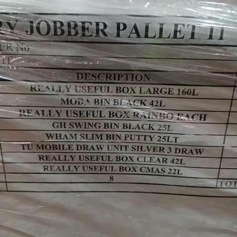PALLET OF APPROXIMATELY 8 ASSORTED PRODUCTS TO INCLUDE; REALLY USEFUL BOX, MODA BIN BLACK, TU MOBILE DRAWER UNIT