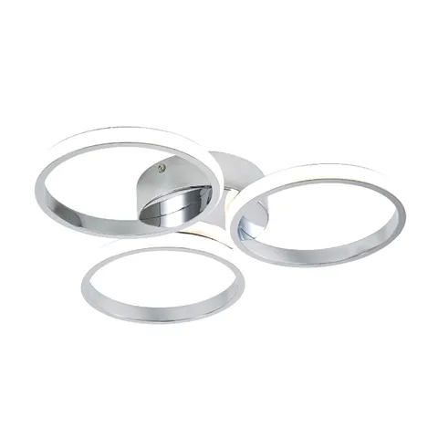 BOXED FORUM SPA CHIOS POLISHED CHROME 400MM 3 RING LED FLUSH CEILING LIGHT