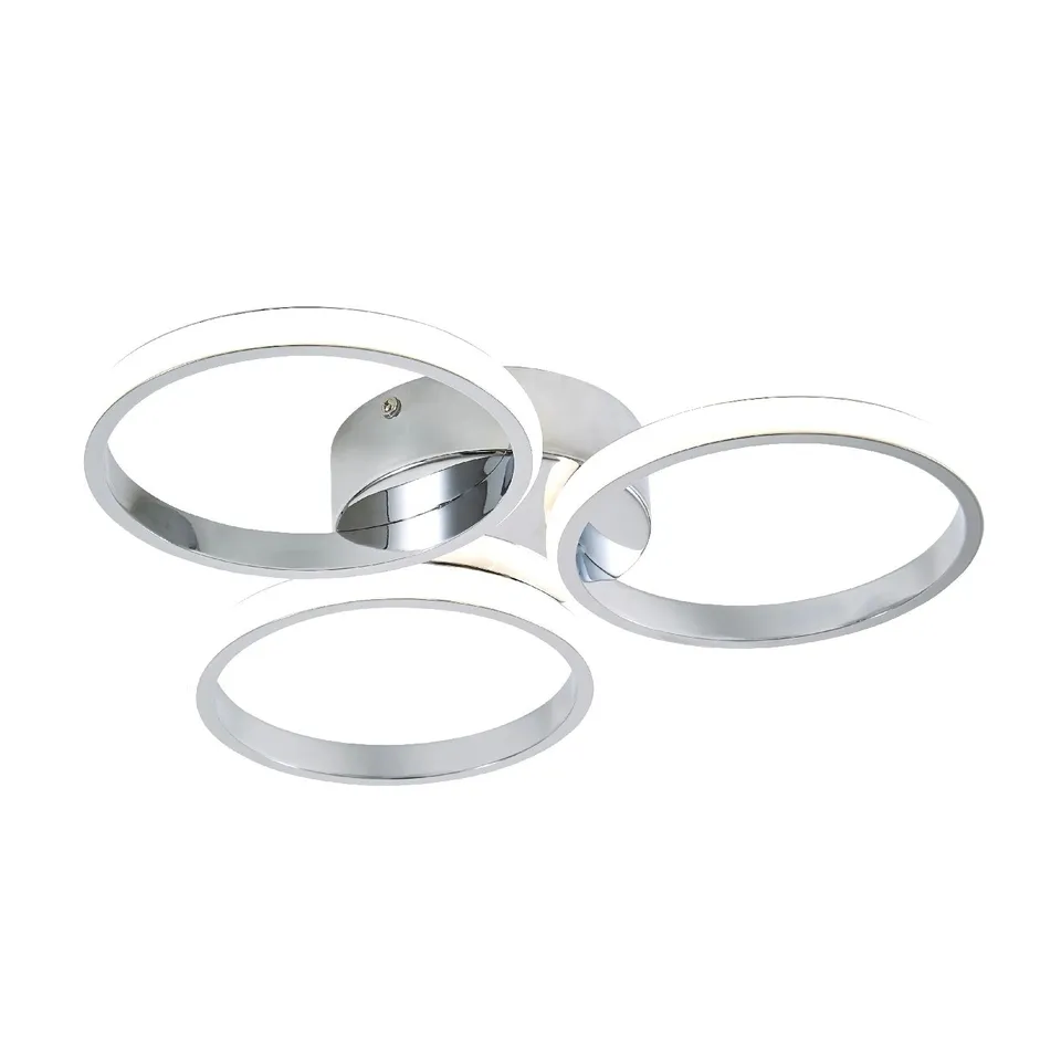 BOXED FORUM SPA CHIOS POLISHED CHROME 400MM 3 RING LED FLUSH CEILING LIGHT