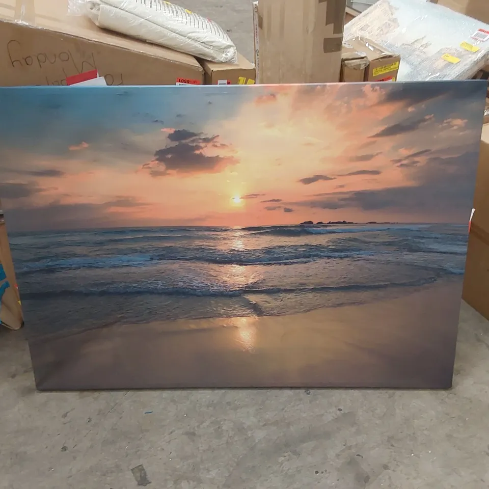 BEACH WAVES SUNSET WRAPPED CANVAS PRINT