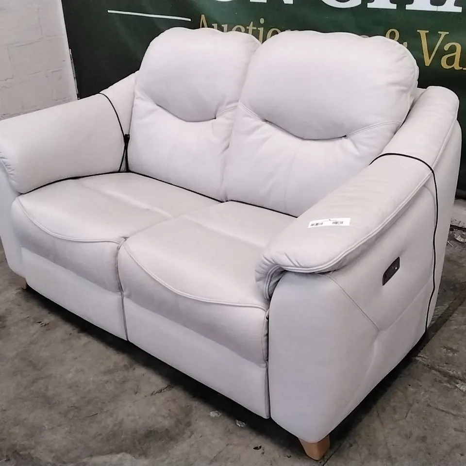 QUALITY BRITISH DESIGNED & MANUFACTURED G PLAN JACKSON 2 SEATER POWER RECLINER SOFA CAPRI CHALK LEATHER