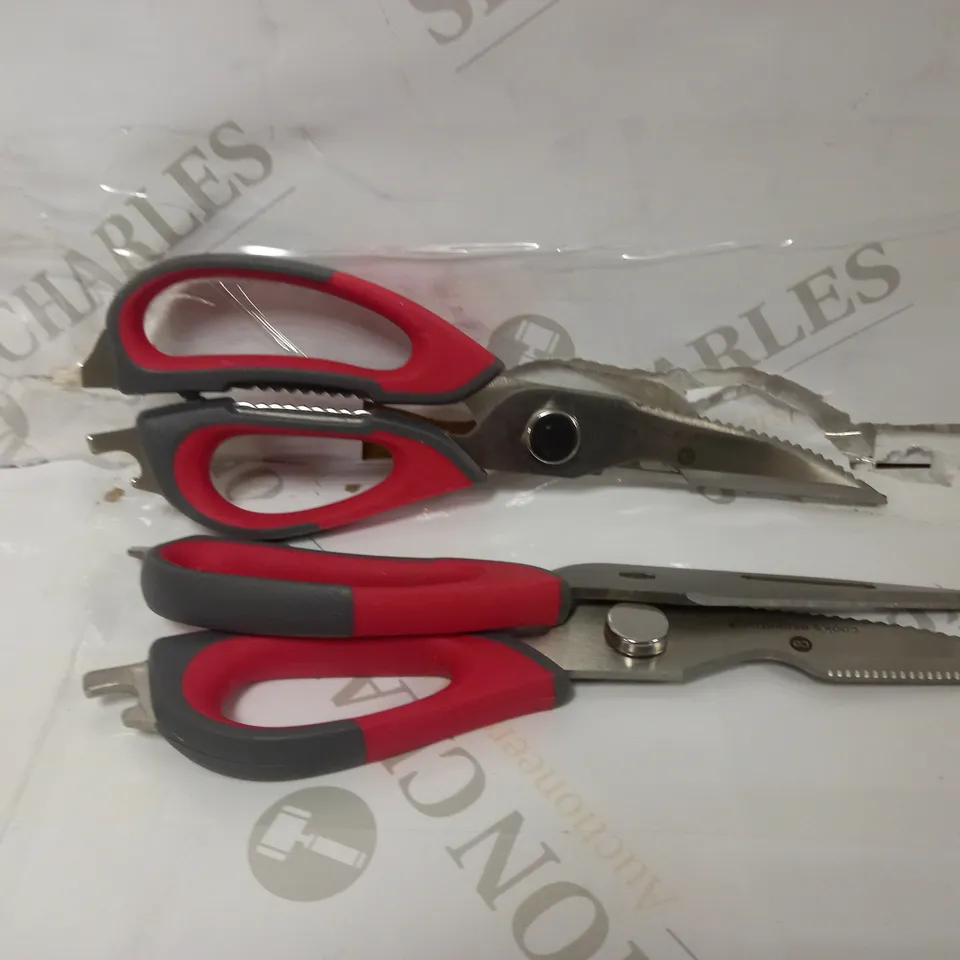 COOK'S ESSENTIALS SET OF 2 MULTI FUNCTION KITCHEN SCISSORS