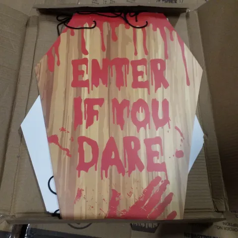 PALLET CONTAINING APPROXIMATELY 88 BOXES OF 24 HALLOWEEN DECORATIVE "ENTER IF YOU DARE" SIGNS