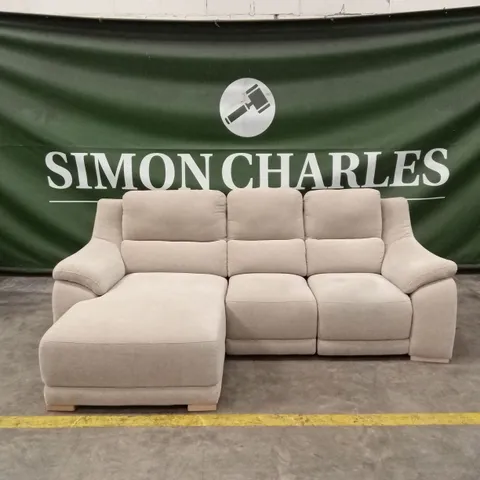 QUALITY DESIGNER ITALIAN MADE DEGANO FABRIC 3 SEATER CHAISE SOFA - BEIGE