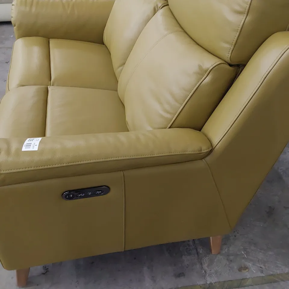 DESIGNER POWER RECLINING TWO SEATER SOFA GOLDEN GREEN LEATHER 
