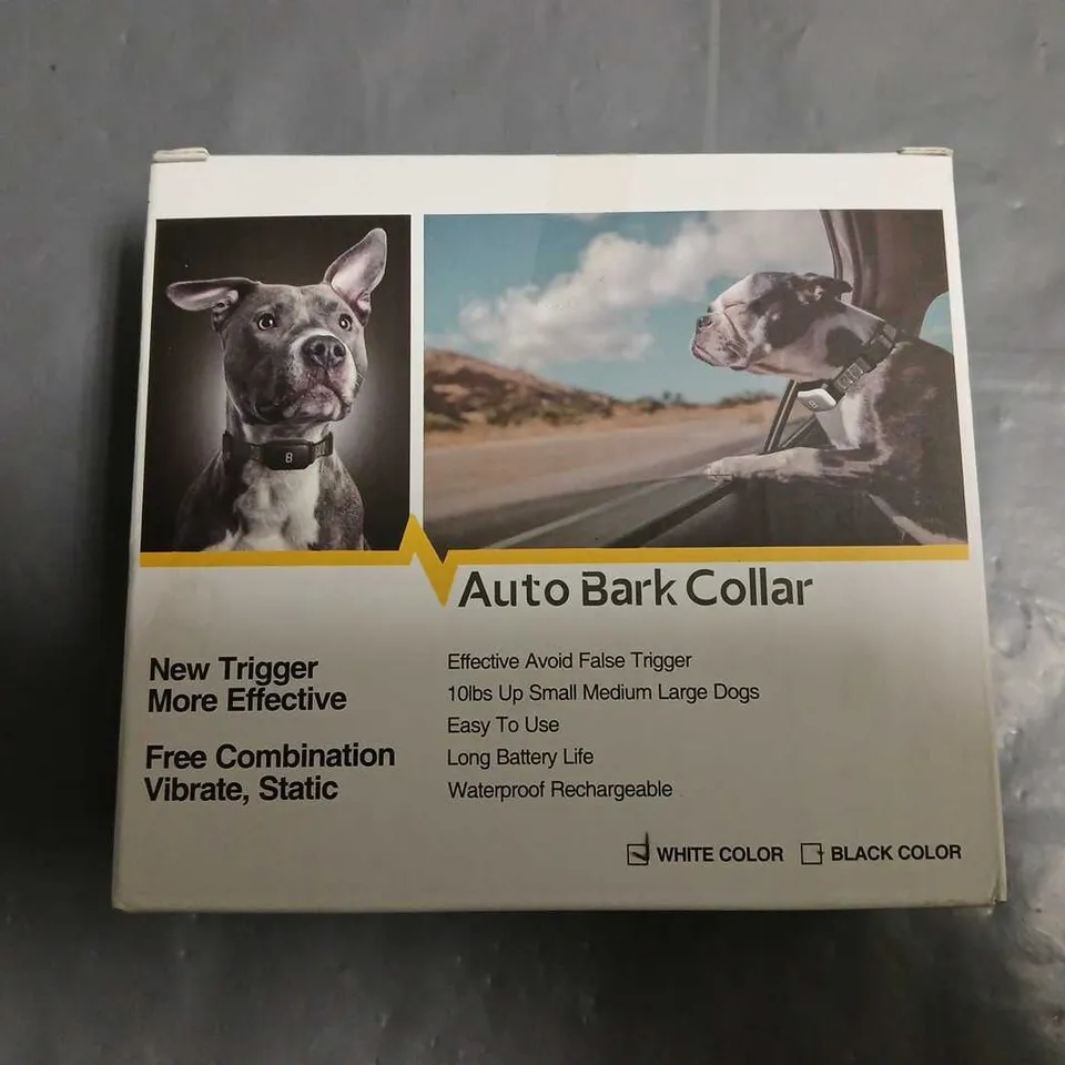 BOXED AUTO BARK COLLAR - WHITE