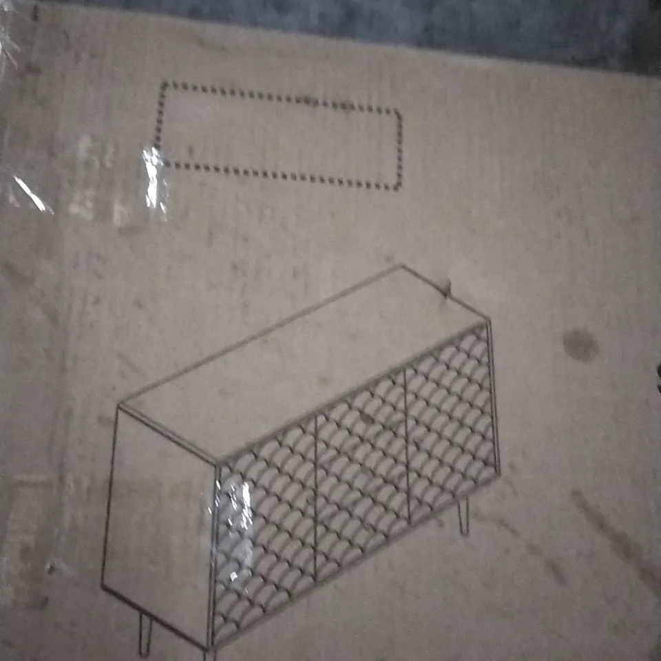 BOXED PRESLAR 113CM SOLID WOOD SIDEBOARD NAVY BLUE (1 BOX)