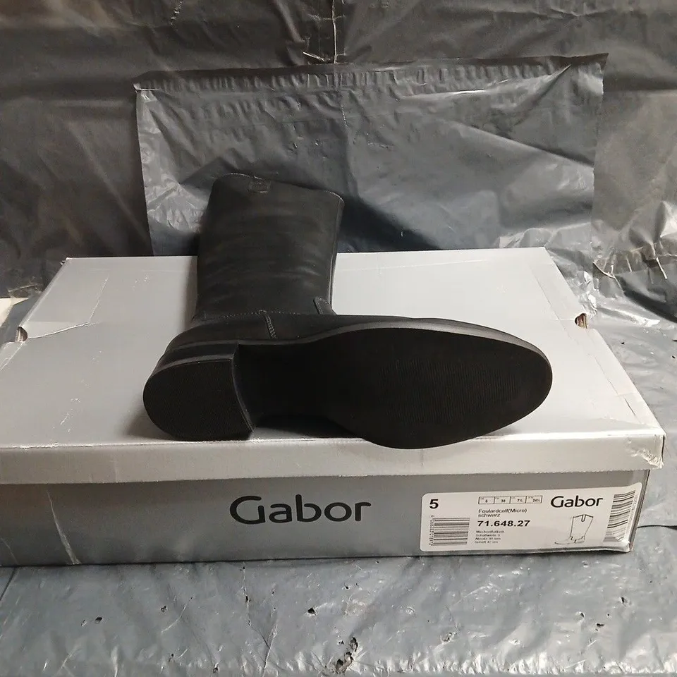 GABOR WOMEN'S KNEE-HIGH BLACK LEATHER BOOTS – UK 5