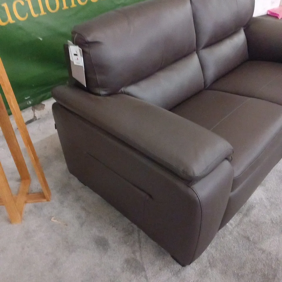 DESIGNER ITALIAN MADE GRADO BROWN LEATHER LOVESEAT