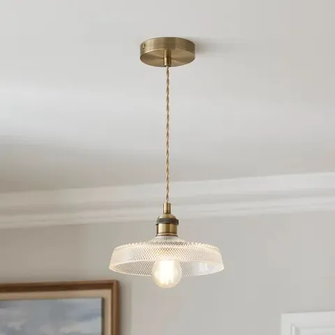 BOXED CHURCHGATE SHILTON PRESSED GLASS ADJUSTABLE PENDANT LIGHT